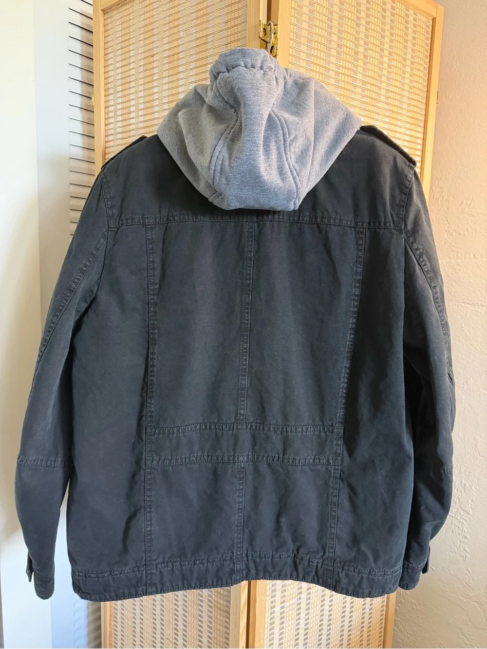 Levi's Men's Black Hooded Military-Style Jacket Full Zip S